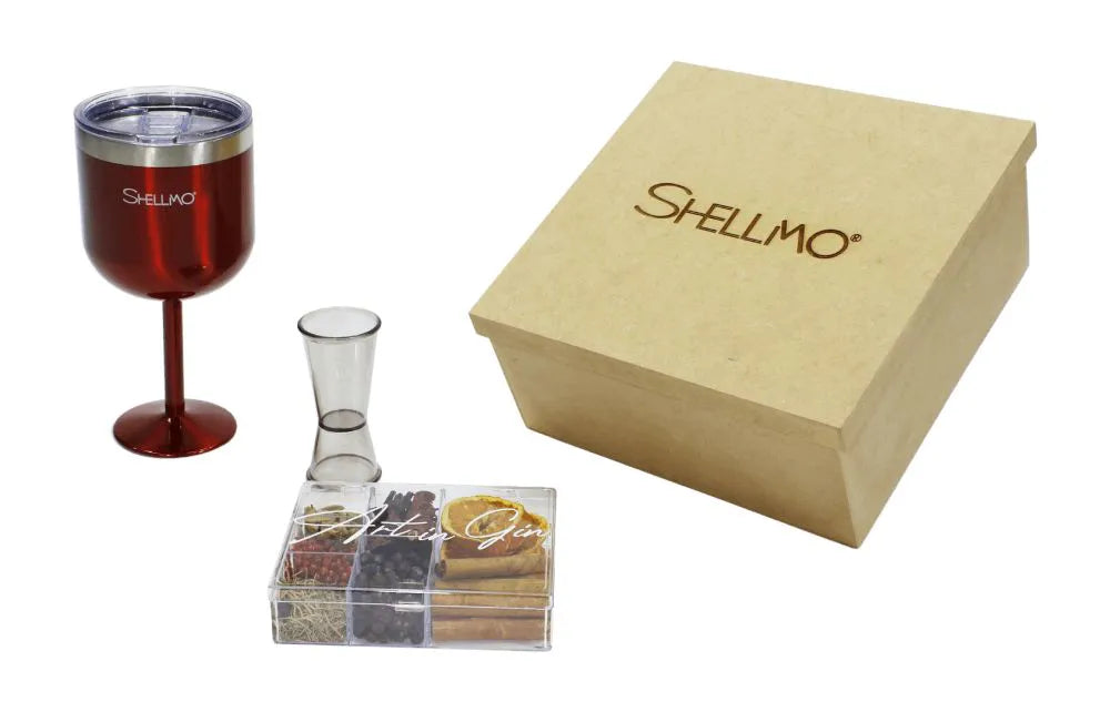 Kit Presente - Caixa de Madeira + Taça Térmica + Dosador + Mini Box com 7 especiarias